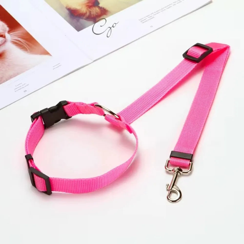2-in-1 Dog Car Seat Belt & Leash (Adjustable Nylon)