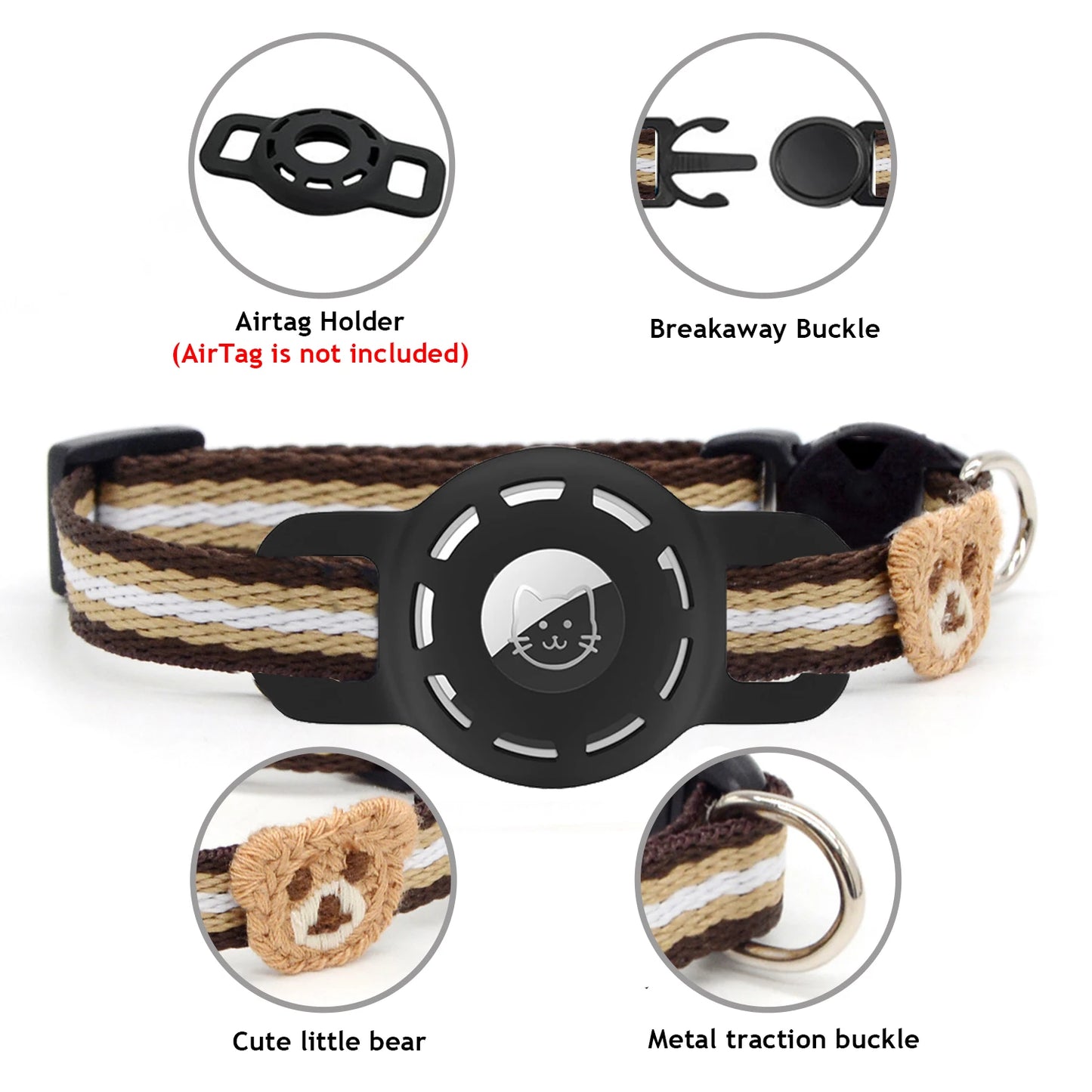 AirTag Cat Collar with Holder (Breakaway Safety Design)