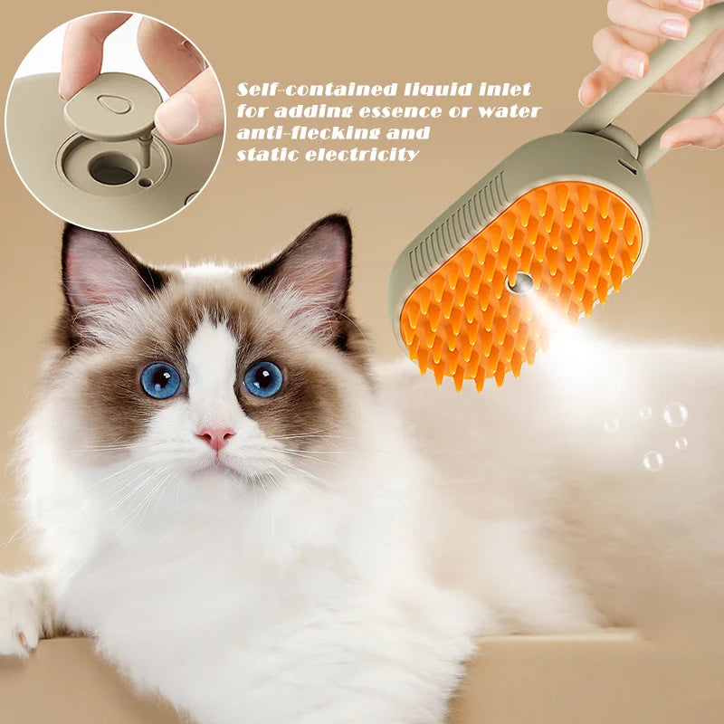 3-in-1 Electric Pet Brush with Steam Spray โ Hair Removal & Massage Comb