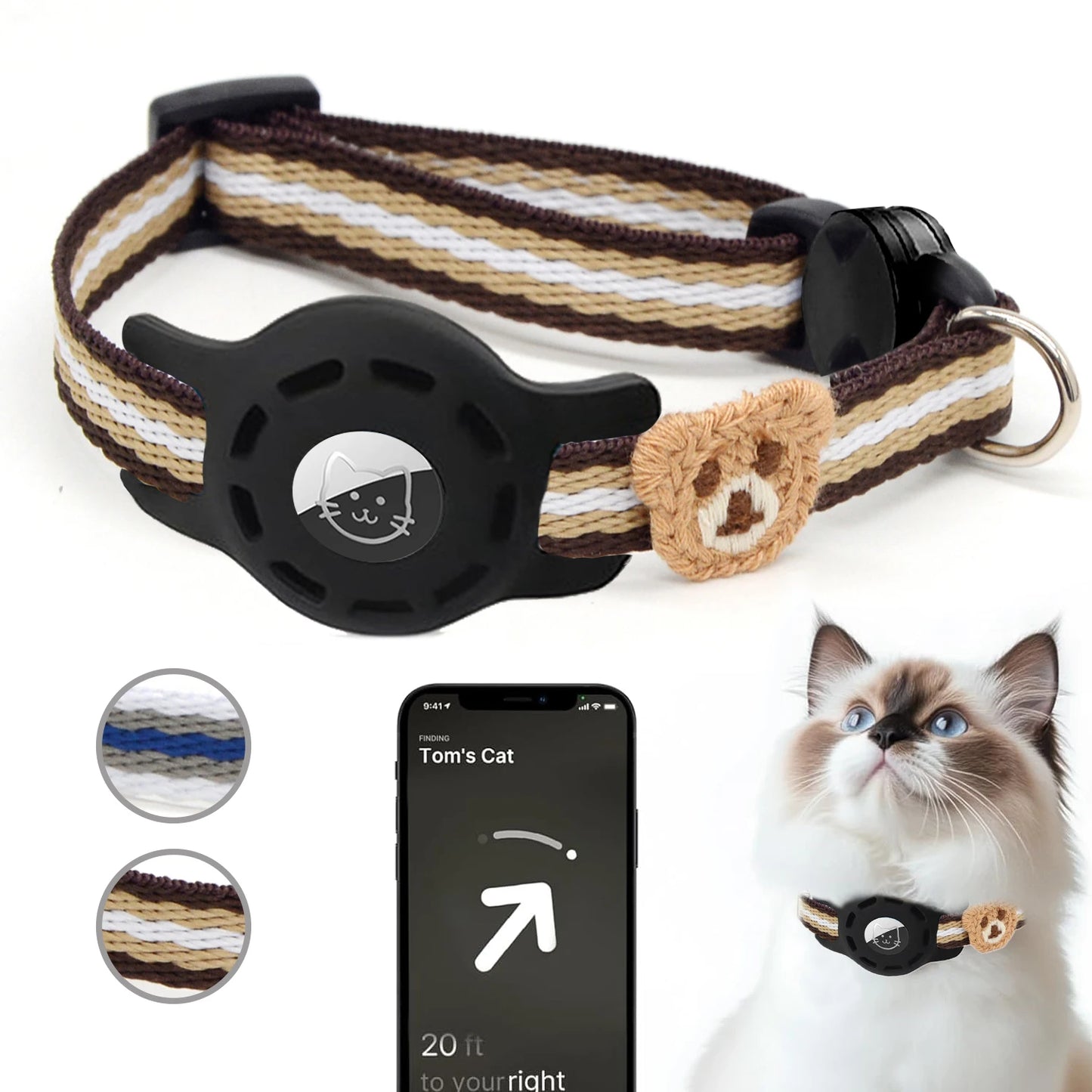 AirTag Cat Collar with Holder (Breakaway Safety Design)