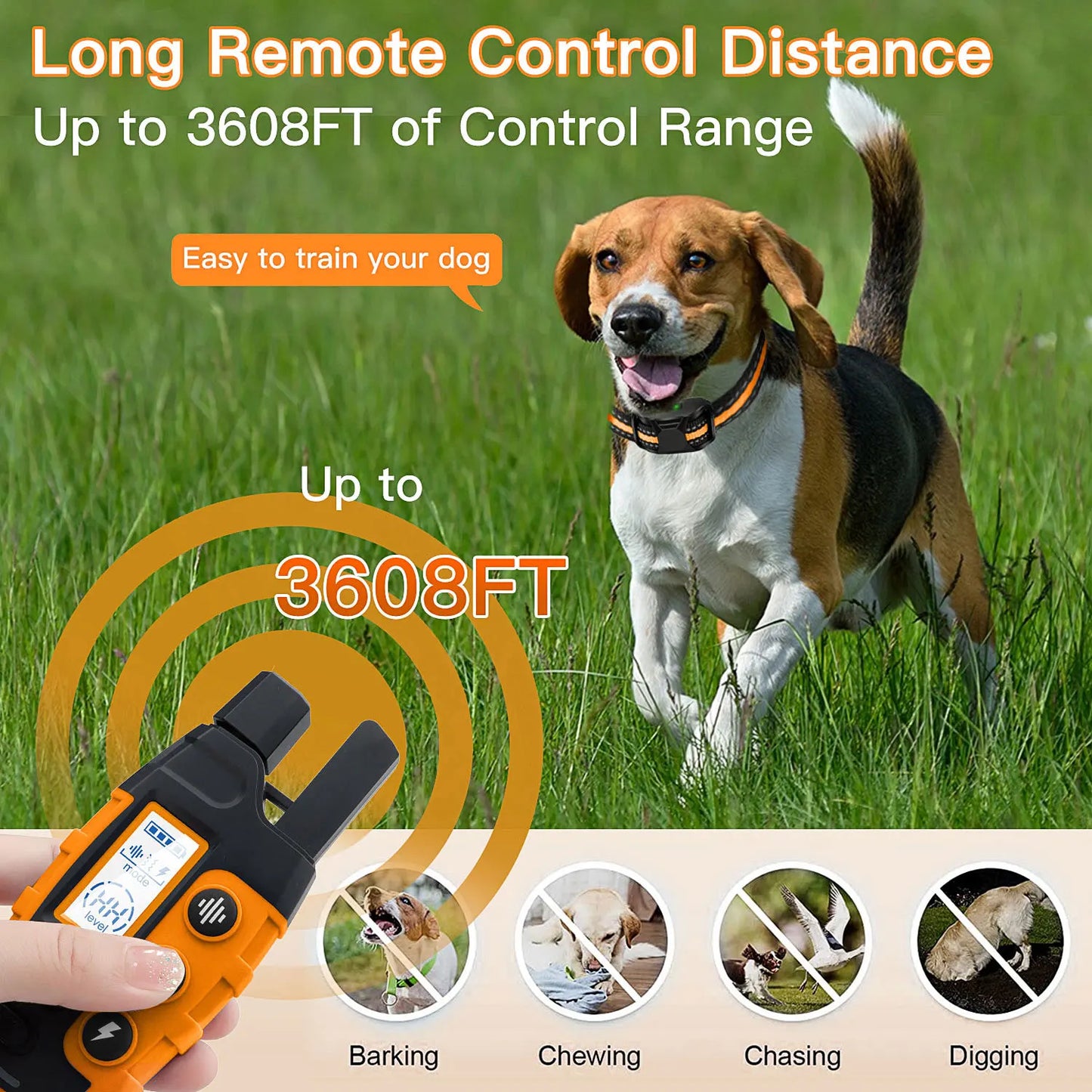 Remote Dog Training Collar (Waterproof, 3300Ft Range)