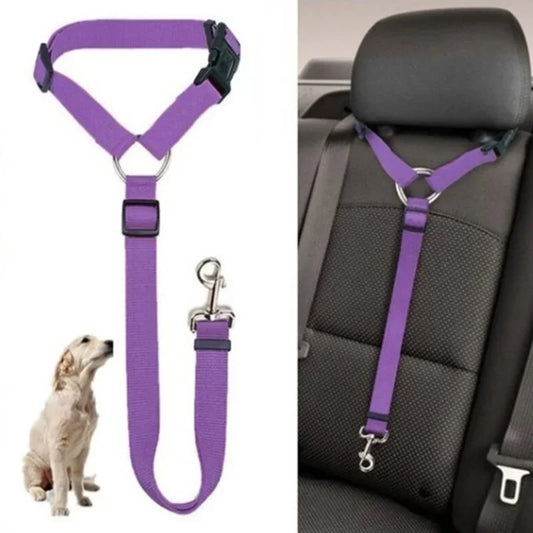 2-in-1 Dog Car Seat Belt & Leash (Adjustable Nylon)