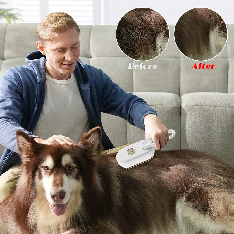 3-in-1 Electric Pet Brush with Steam Spray โ Hair Removal & Massage Comb