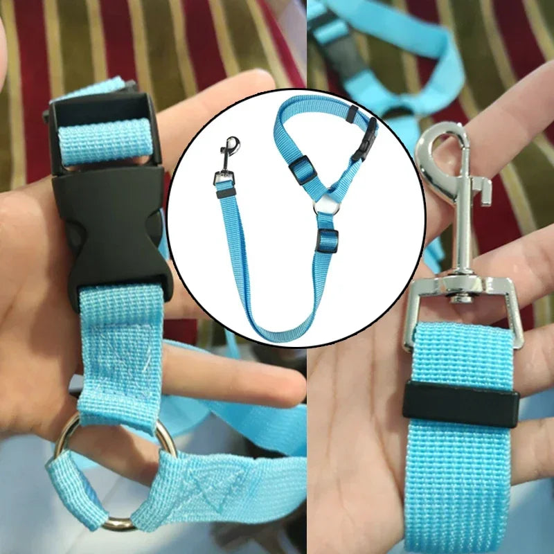 2-in-1 Dog Car Seat Belt & Leash (Adjustable Nylon)