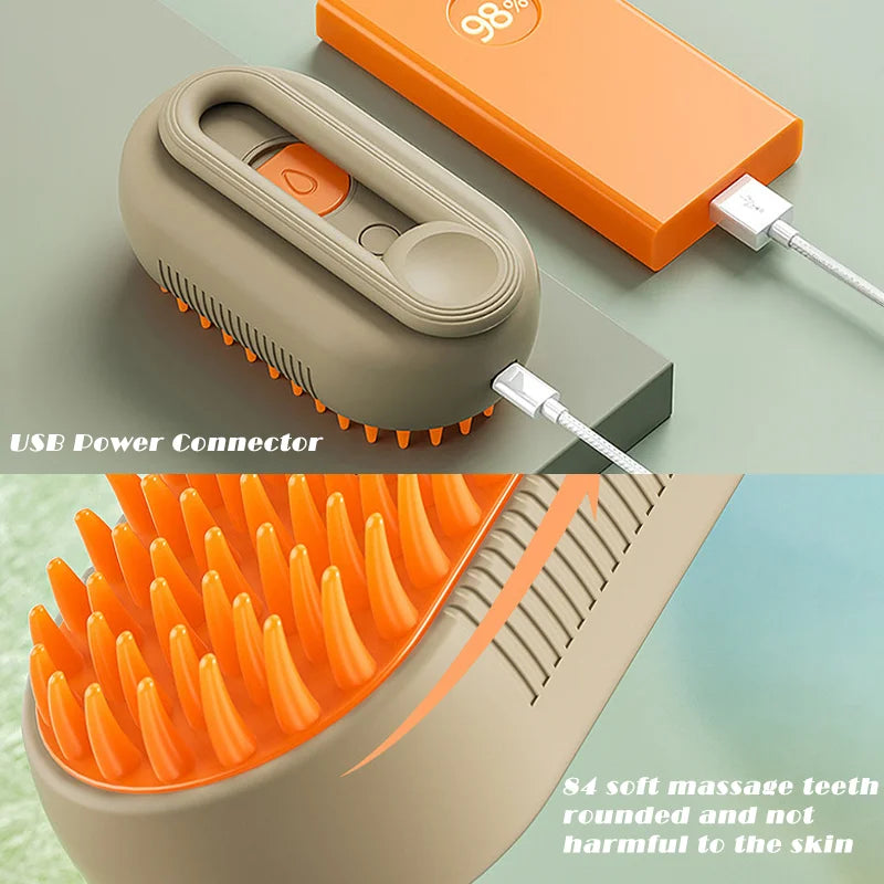 3-in-1 Electric Pet Brush with Steam Spray – Hair Removal & Massage Comb